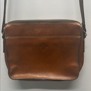 Patricia Nash Nazareth top zip cross body bag/brown leather